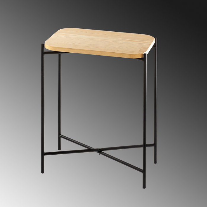 Hanah Home SHB-003 Mesa de Centro Moderna, Madera y Metal, 40x56x26 cm, Negra y Natural